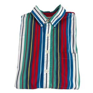 Vintage Sears Striped Cotton Short Sleeve Shirt 80s 90s Retro large